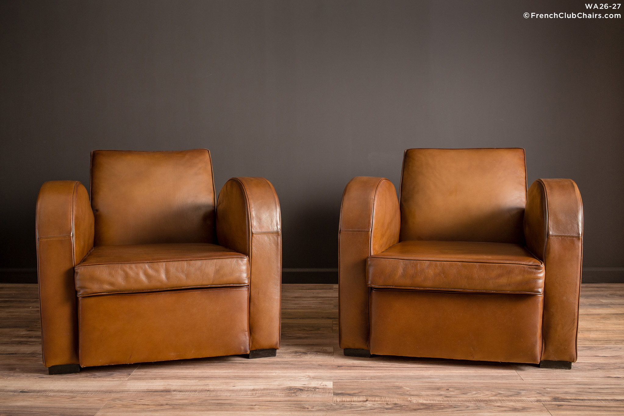 French Club Chairs by William's Antiks WA2627ChocolateBrownPair