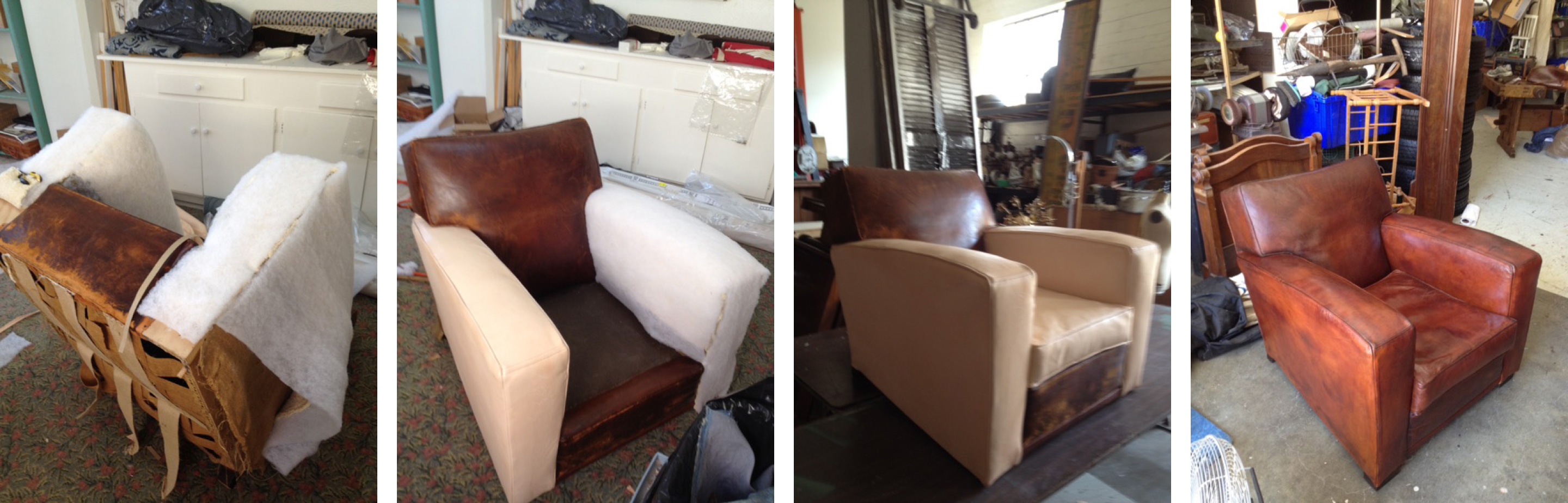 leather French club chair restoration